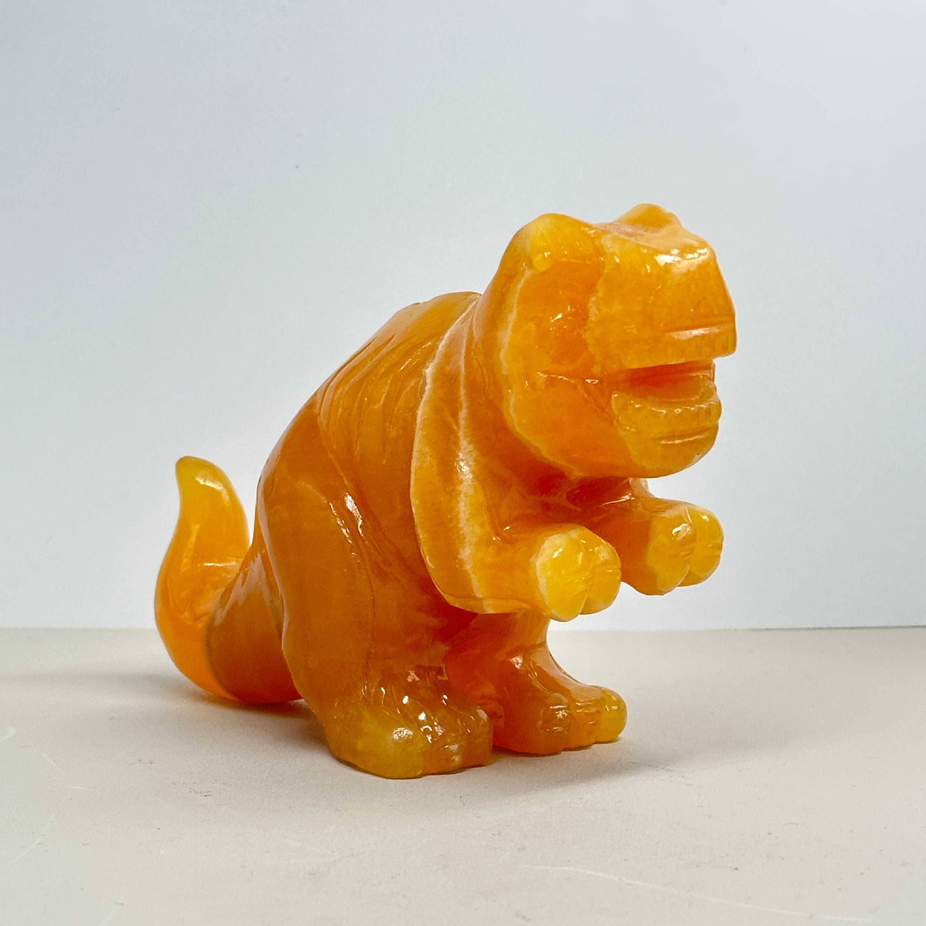 Tyrannosaurus Rex Yellow Calcite Carving – ANGELCRYSTAL