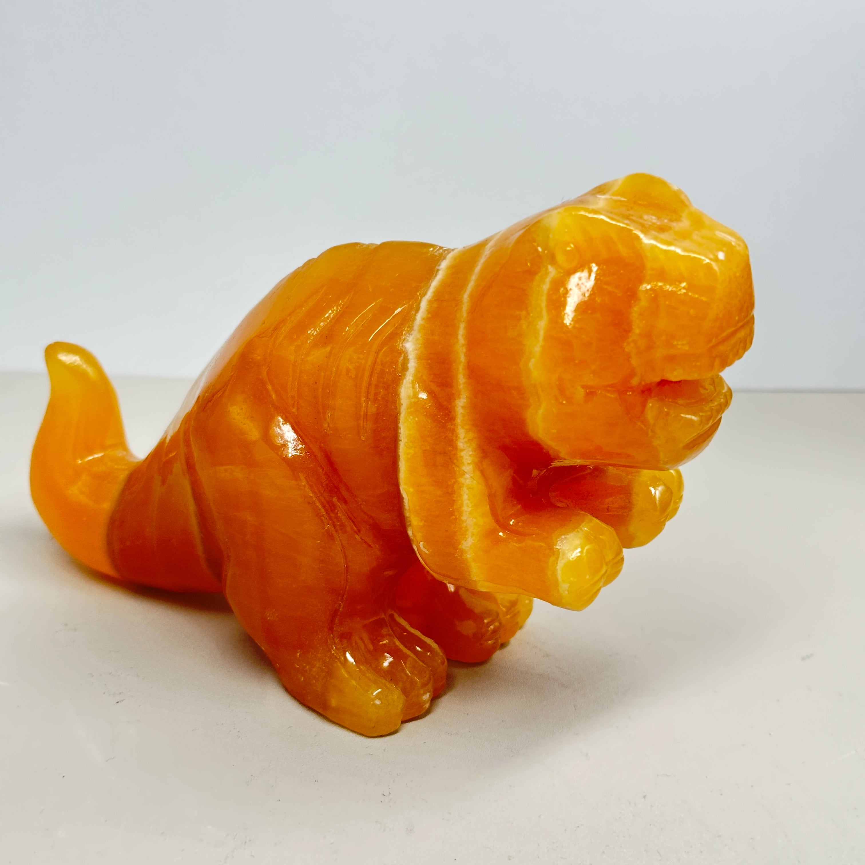 Tyrannosaurus Rex Yellow Calcite Carving – ANGELCRYSTAL